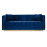 Contemporary Vertical Channel Tufted Velvet Sofa Loveseat Upholstered 2 Pieces Set With 4 Pillows - Furniture Home Direct