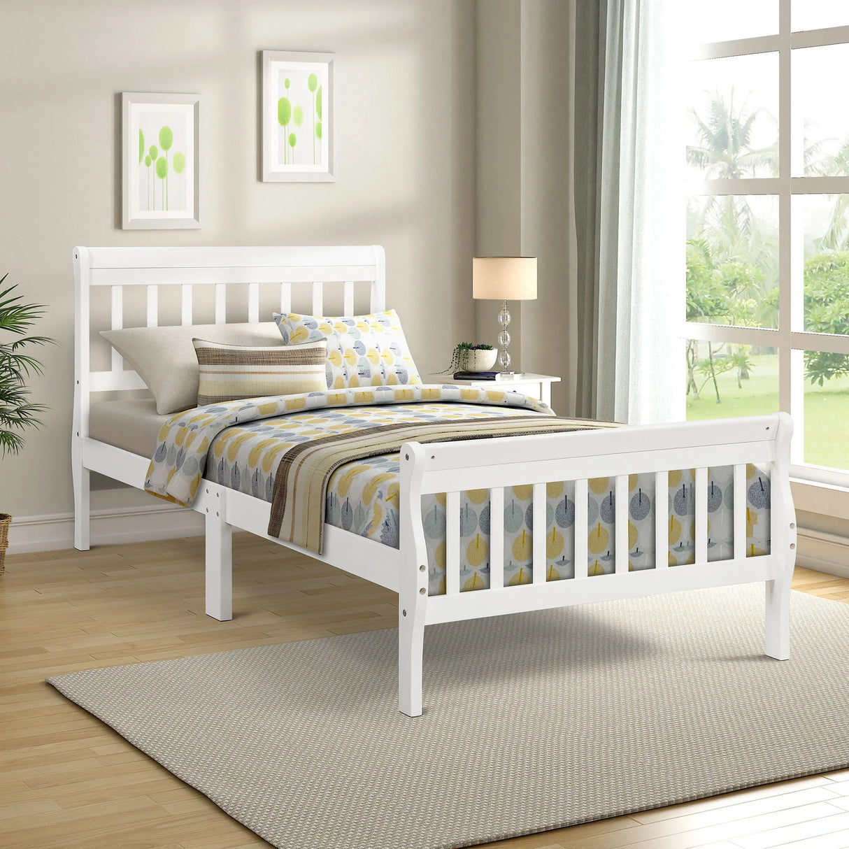 Platform Bed, Mattress Foundation Sleigh Bed With Headboard, Footboard, Slat Support - Furniture Home Direct
