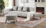 107 Inch Contemporary Sofa With Round Storage Ottoman Grey - Furniture Home Direct