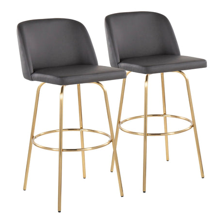 Toriano - Contemporary Fixed Height Barstool With Swivel And Round Footrest (Set of 2) - Furniture Home Direct