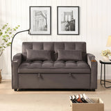 Modern Velvet Loveseat With Pullout Bed, Adjustable Reclining Backrest - Furniture Home Direct
