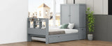Twin Platform Bed With Storage Headboard Shelves Gray - Furniture Home Direct
