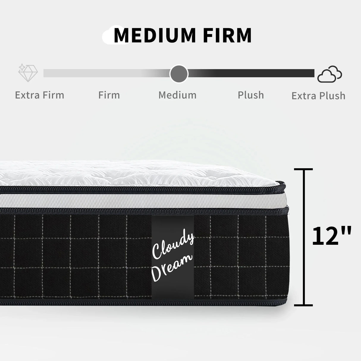 12" Hybrid Mattress With Individual Pocket Spring, Comortable Memory Foam - Furniture Home Direct