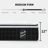 12" Hybrid Mattress With Individual Pocket Spring, Comortable Memory Foam - Furniture Home Direct