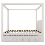 Upholstery Canopy Platform Bed With Trundle And Three Storage Drawers - Furniture Home Direct