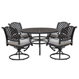 Stylish Outdoor 5 Piece Aluminum Dining Set With Cushion, Swivel And Rocking Chairs - Sandstorm - Furniture Home Direct