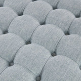 Skirted Tufted Round Ottoman With Button Top - Gray - Furniture Home Direct