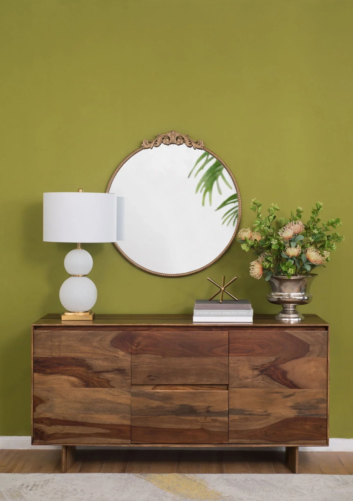 Classic Design Mirror With Baroque Inspired Frame For Bathroom, Entryway Console Lean Against Wall - Furniture Home Direct