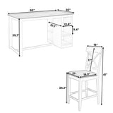 Solid Wood Farmhouse Counter Height Dining Table Set With 3 Tier Storage Shelves - Furniture Home Direct