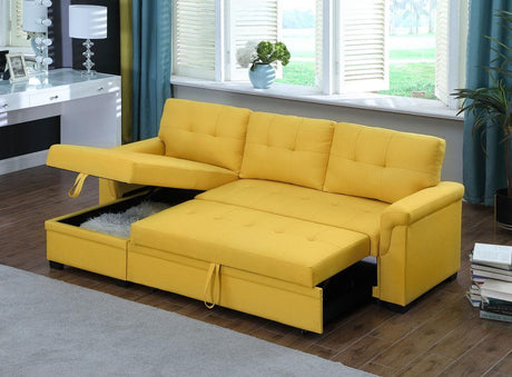 Lucca - Linen Reversible Sleeper Sectional Sofa With Storage Chaise - Furniture Home Direct