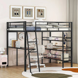 Bed With 3 Layers Of Shelves And Desk, Stylish Frame Bed - Furniture Home Direct