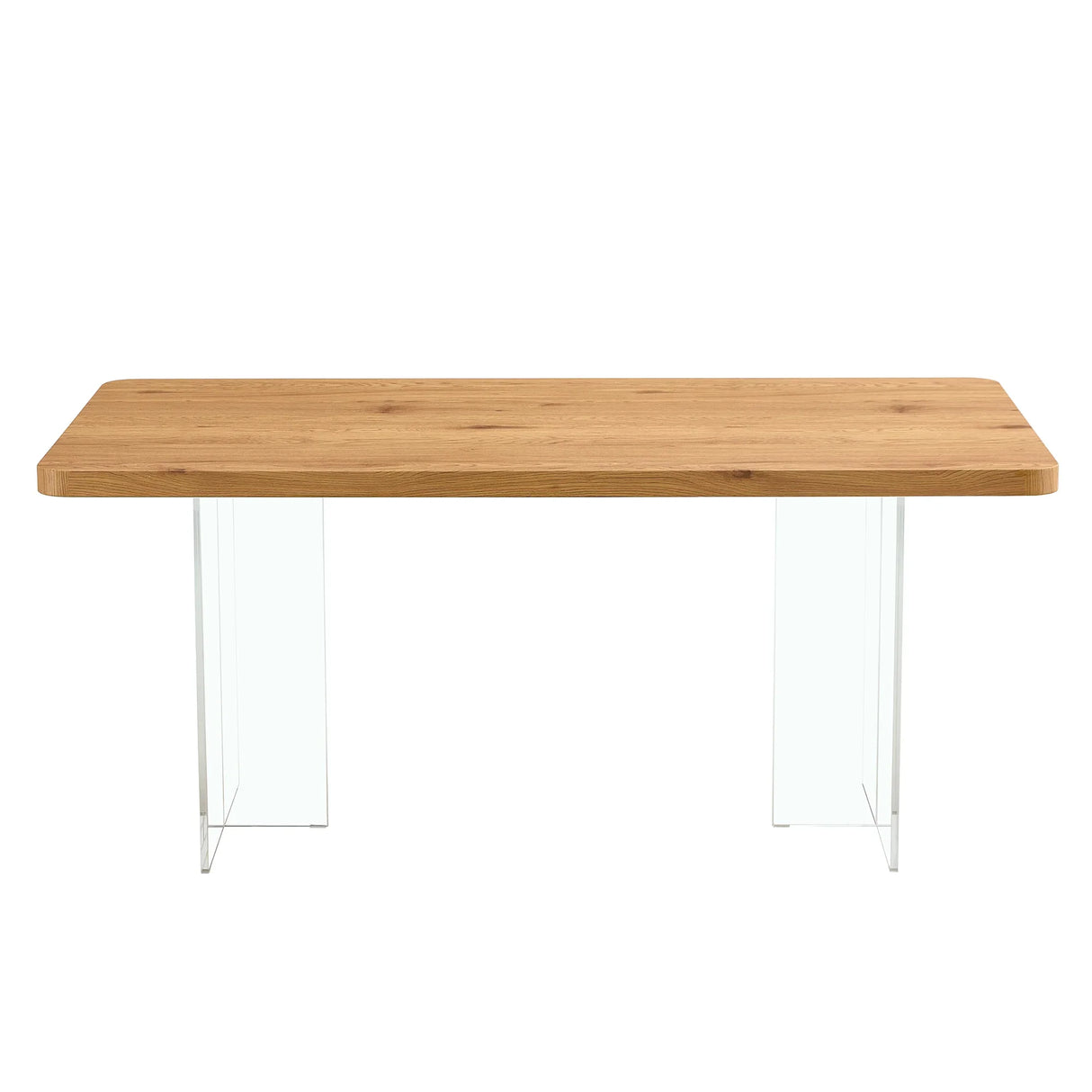 Dining Table With Wooden Top And Clear Acrylic Legs Natural - Furniture Home Direct