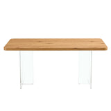 Dining Table With Wooden Top And Clear Acrylic Legs Natural - Furniture Home Direct