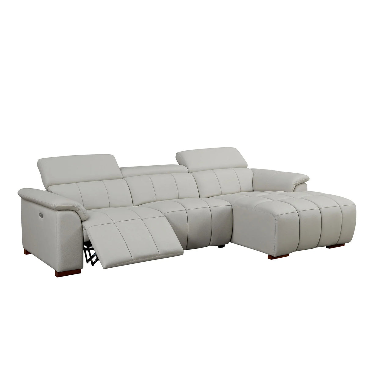 Power Reclining Sectional with USB Port - Light Gray - Furniture Home Direct