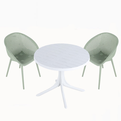 All Weather Woven Lounge Chair Set with Round Table