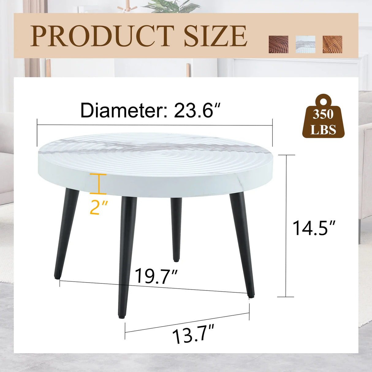Elegant White Marble Round Coffee Table - Furniture Home Direct