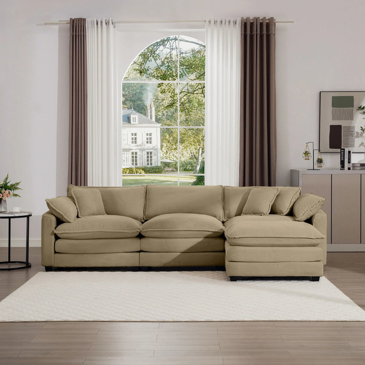 Modern Oversized Modular Cushion Sofa With Ottoman, Low Back, Deep Seating Sofa Set - Furniture Home Direct