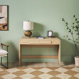 Modern Curved Waterfall Desk With Drawers - Oak - Furniture Home Direct