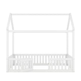 Wood House Bed With Fence And Door - Furniture Home Direct