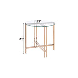 Veises - Clear Glass Top With End Table - Champagne - Furniture Home Direct