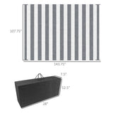 Outsunny - Reversible Outdoor Rug, 9' x 12' Waterproof Plastic Straw Floor Mat, Portable Rv Camping Carpet With Carry Bag, Large Floor Mat For Backyard, Deck, Picnic, Beach - Gray & White Striped - Furniture Home Direct