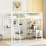 Bed With 3 Layers Of Shelves And Desk, Stylish Frame Bed - Furniture Home Direct