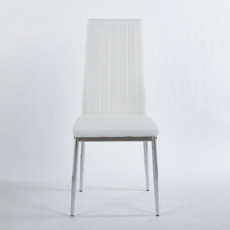 Set of 4 Chrome Leg Metal Dining Chairs – Modern Minimalist