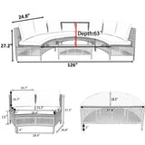 4 Piece Curved Wicker Patio Sectional with Coffee table - Gray - Furniture Home Direct