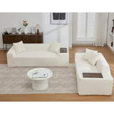 2 Piece Boucle Cloud Living Room Set, Beige - Furniture Home Direct