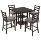 5 Piece Wooden Counter Height Dining Set With Padded Chairs, Storage Shelving - Furniture Home Direct