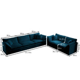 Chenille 2 Piece Living Room Set - Blue - Furniture Home Direct