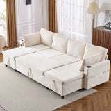 Sectional Sofa Pull Out Sofa Bed Versatile Sofa Sleeper With Large Storage Space, Two USB Ports And Two Cup Holders For Living Room - Furniture Home Direct