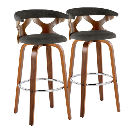 Gardenia - Mid Century Modern Fixed Height Barstool With Swivel With Round Footrest (Set of 2) - Furniture Home Direct