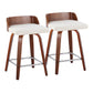 Maya - Mid Century Modern Fixed Height Counter Stool With Swivel With Square Footrest (Set of 2) - Furniture Home Direct