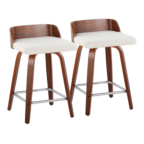 Maya - Mid Century Modern Fixed Height Counter Stool With Swivel With Square Footrest (Set of 2) - Furniture Home Direct