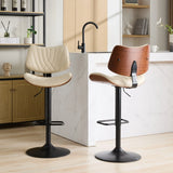 Counter Height Stool Adjustable PU Leather Swivel Beige - Furniture Home Direct