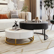 Nesting Coffee Tables Round Lift-Top Modern Black and White - Furniture Home Direct