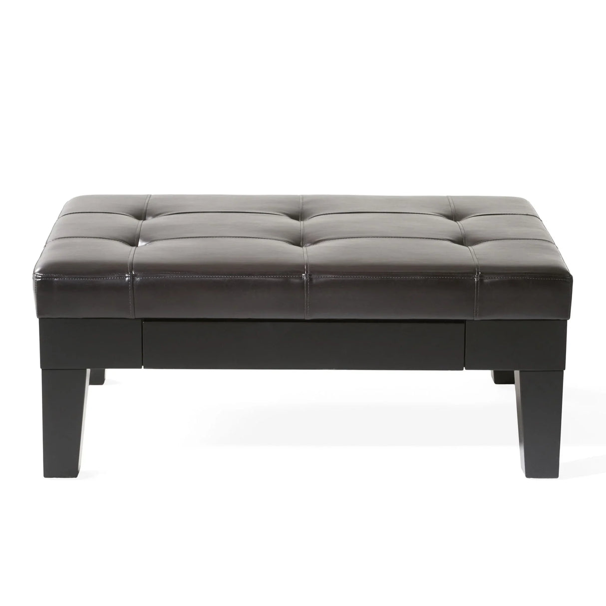 Chatham - Ottoman With Drawer Leather Storage Solution - Dark Coffee
