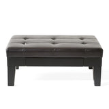Chatham - Ottoman With Drawer Leather Storage Solution - Dark Coffee