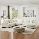 Sectional Sofa U Shaped Oversized With Chaise Beige - Furniture Home Direct