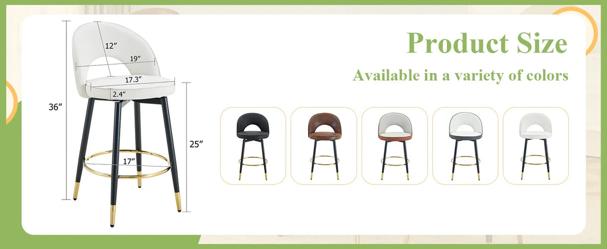 Counter Height Stools Upholstered Gold Footrest White - Furniture Home Direct
