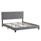 King Size Upholstered Platform Bed Frame With Button Tufted Linen Fabric Headboard, No Box Spring Needed, Wood Slat Support - Furniture Home Direct