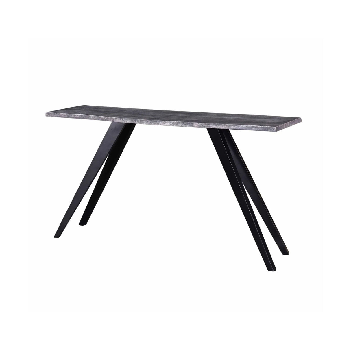 Acacia Wood And Metal Console Table, Live Edge, Angled Legs, Modern Living Room Furniture - Gray / Black - Furniture Home Direct