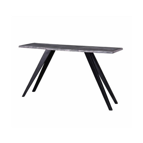 Acacia Wood And Metal Console Table, Live Edge, Angled Legs, Modern Living Room Furniture - Gray / Black - Furniture Home Direct