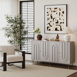 Modern Lacquered 4 Door Cabinet Sideboard Buffet Server Cabinet Storage Cabinet, For Living Room, Entryway, Hallway, Office, Kitchen And Dining Room - Furniture Home Direct