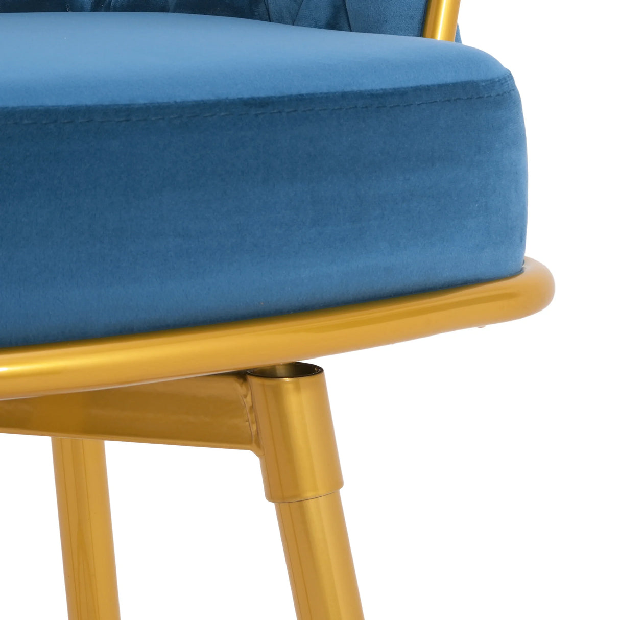 Counter Height Bar Stools Pair Tufted Gold Frame Blue - Furniture Home Direct
