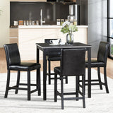 5 Pieces Counter Height Table Set, Kitchen Table With Square Table And 4 Upholstered Chairs - Furniture Home Direct