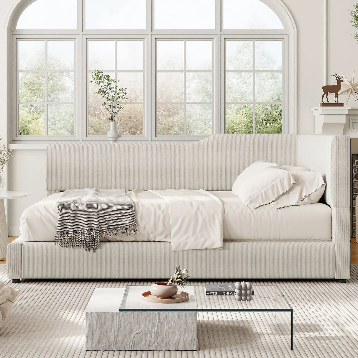 L Shaped Upholstered Daybed - Furniture Home Direct