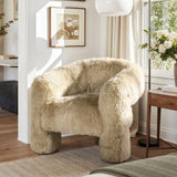 Avalon - Genuine Sheepskin Fur Split Barrel Back Accent Chair - Natural Blonde - Furniture Home Direct