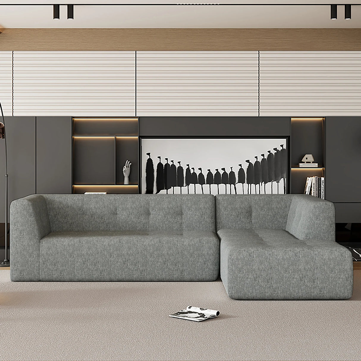 Modular Sectional Sofa in Chenille for Living Rooms Gray - Furniture Home Direct